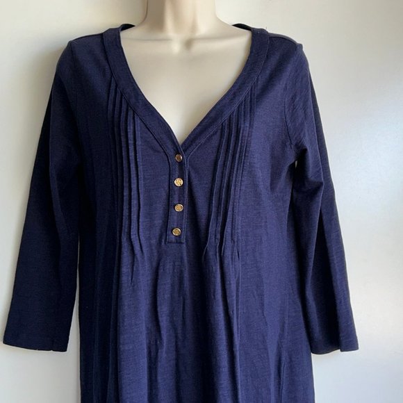 Lilly Pulitzer Navy Blue 3/4" Sleeve Cotton/Modal Dress Size Small ~EUC - Picture 4 of 12